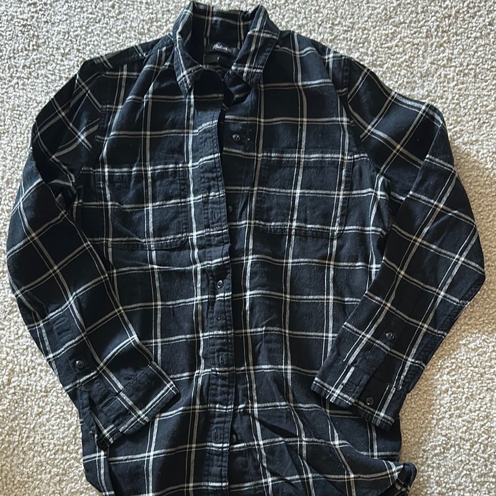 Madewell Black and White Plaid Button-Up Shirt